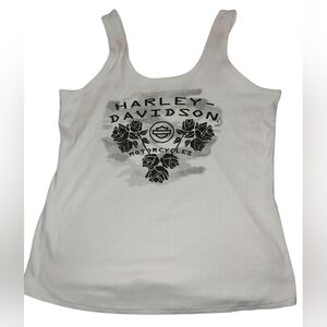 Harley Davidson Women's Scoop Back Sleeveless Off White Tank Top Size Large